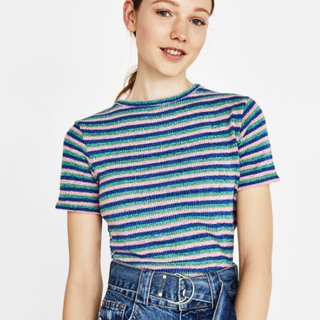 Bershka 01882115630 条纹打底短袖针织衫