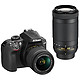 Nikon D3400 24.2MP 单反 + 18-55 mm + 70-300 mm镜头套装