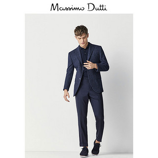 Massimo Dutti 02013076400 男士棉毛修身人字细纹西服