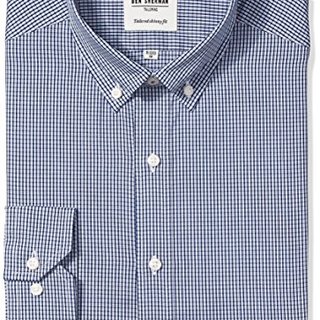 BEN SHERMAN 50-2917 男士修身格子扣领礼服衬衫