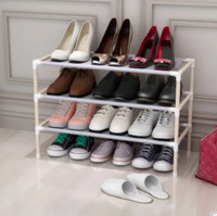 家时光 简易单排鞋柜 实木非金属 3层鞋架