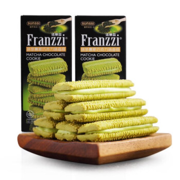 商品franzzi 法丽兹 夹心曲奇饼干 115g*2盒 抹茶慕斯味