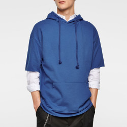 ZARA 00761408400 男士袋鼠口袋连帽短袖卫衣