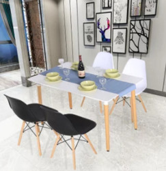 TIMI 天米 北欧实木餐桌椅组合(白色 1.2米餐桌+2白椅+2黑椅)