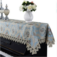仟梵依 蕾丝钢琴罩 欧式布艺 钢琴盖巾 通用型 防尘半罩 蓝色 90*200cm
