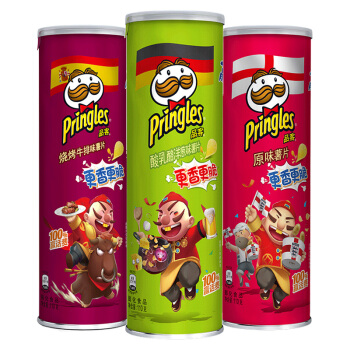 pringles品客薯片原味洋葱味烧烤味110g3桶3件