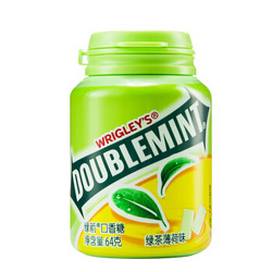DOUBLEMINT 绿箭 口香糖绿茶薄荷味约40粒64g单瓶装办公室休闲零食（新旧包装随机发）