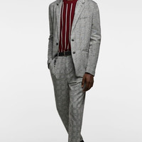 ZARA 01792464064 男士格子针织西服