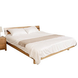百伽 北欧家具床主卧实木床现代简约双人床1.8米卧室小户型橡木床61960 白橡木款
