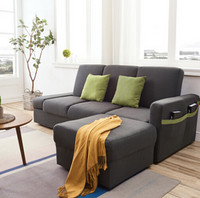 A家家具 简约布艺沙发组合 三人位带脚踏 沙发床