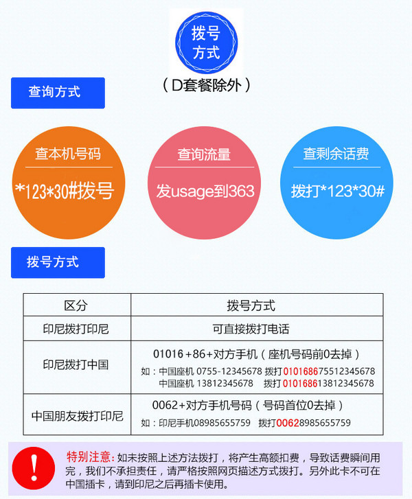 印度尼西亚 Ooredoo手机电话卡 4G高速上网 印尼全境可用