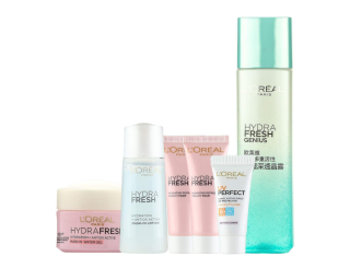  L‘OREAL PARIS 巴黎欧莱雅 清润6件套 (保湿晶露175ml+洁面膏15ml+水30ml+膜力霜15ml+精华凝露15ml+隔离露5ml)