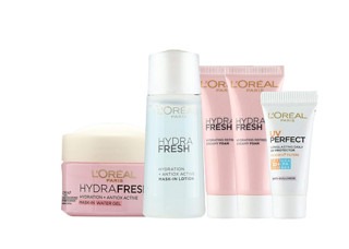  L‘OREAL PARIS 巴黎欧莱雅 清润6件套 (保湿晶露175ml+洁面膏15ml+水30ml+膜力霜15ml+精华凝露15ml+隔离露5ml)