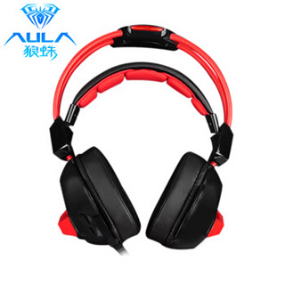 AULA 狼蛛 泰坦x7 7.1立体声游戏耳机 (黑红色)