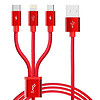imu 幻响 Type-C/安卓/苹果手机三合一数据线充电线 1.2米红