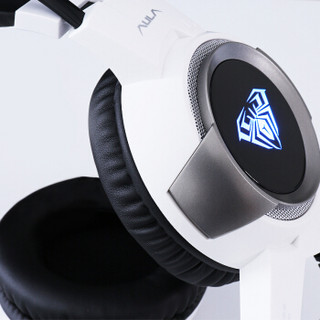 AULA 狼蛛 魔瞳 头戴式7.1立体声游戏耳机 (白色、蓝光)