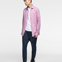 ZARA 07545380620 男士水洗亚麻衬衫