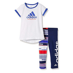 adidas Kids 阿迪达斯 CF7436 女童短袖长裤套装