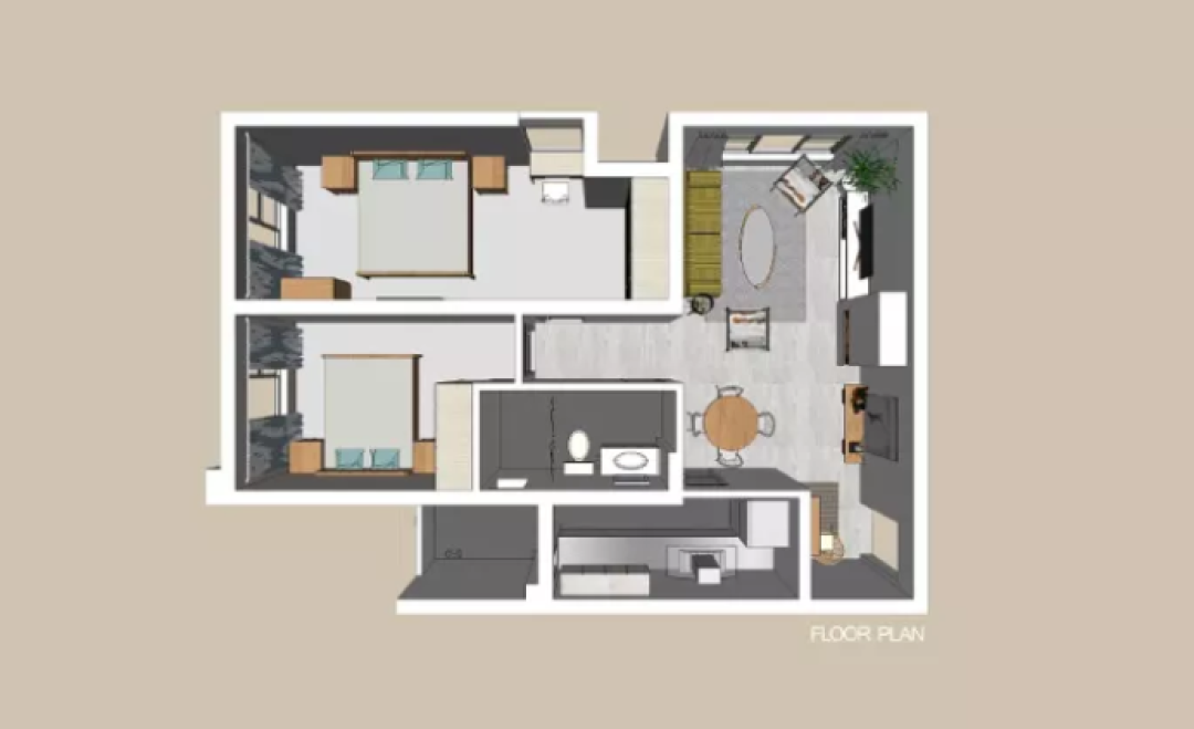 迷雾色系的75m²小户型, 只需加一点灰度就瞬间稳重耐看!
