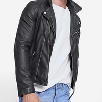 Stradivarius 07670411001 男士机车真皮皮衣夹克