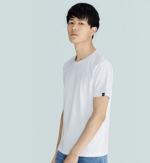 京造 男士短袖T恤  简约款 高品质长绒棉 白色 S