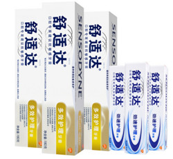 舒适达 多效护理抗敏感牙膏套装 6支装 多重呵护口腔健康防蛀600g（180g×3+赠便携装20g×3） *2件