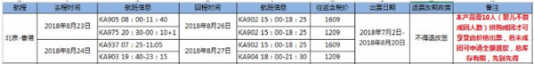 国泰港龙航空   北京-香港往返含税特价机票+电竞音乐节门票 