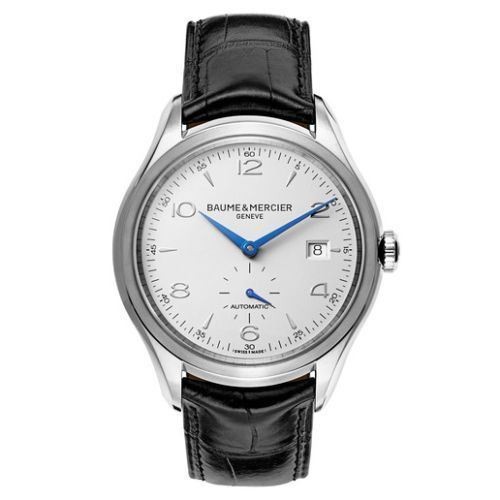 BAUME & MERCIER 名士 CLIFTON克里顿系列 MOA10052 男士机械手表 41mm 银盘 黑色鳄鱼皮带 圆形