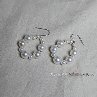 Akoya 海水珍珠 K14白金耳环 3.5-4mm 7-7.5mm