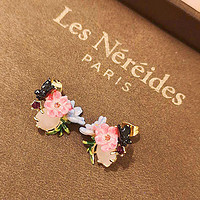 Les Néréides 花园系列 14K镀金 粉宝石花蝴蝶耳钉