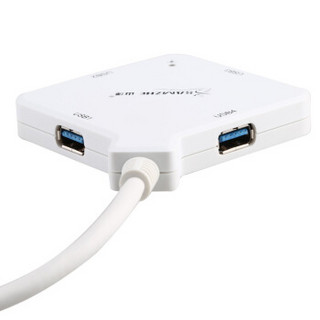  SAMZHE 山泽 JXQ-005W USB3.0 4口HUB 便携式高速专业扩展集线器  白色