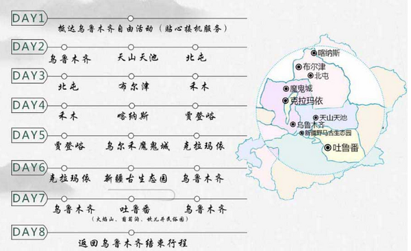 宿2晚喀纳斯！全国多地-乌鲁木齐+布尔津+喀纳斯+吐鲁番市8天7晚