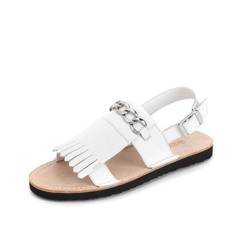 tte雅氏8JG7 凉鞋女鞋希腊风露趾流苏小白鞋平