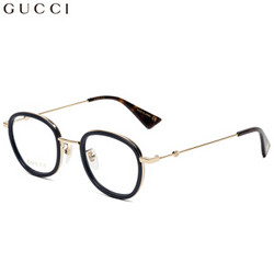 GUCCI 古驰 eyewear 中性款近视眼镜框 男女光学镜架 金属复古圆框眼镜 GG0111O-004 蓝色镜框 47mm