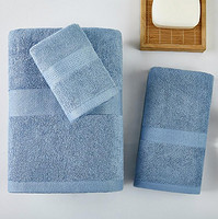 竹之锦 竹纤维方巾毛巾浴巾3件套 蓝色