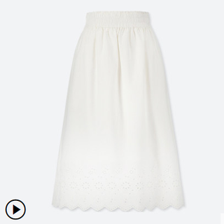 UNIQLO 优衣库 408040 高腰全棉绣花裙