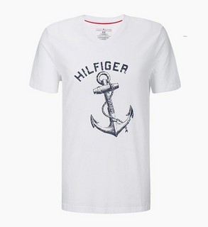 TOMMY HILFIGER 汤米·希尔费格 09T3174 男士经典锚logo图案V领T恤  