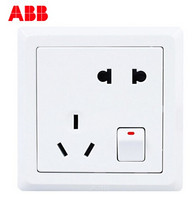 ABB 德逸系列 AE225 五孔带开关插座 雅白