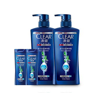  CLEAR 清扬 洗发露活力运动薄荷型 两瓶 750ml +两瓶100ml