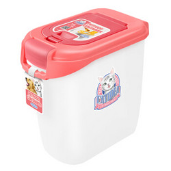 猫乐适宠物储粮桶猫粮狗粮桶密封收纳桶5kg双开盖粉色送粮勺