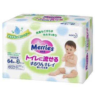 Merries 妙而舒 婴儿湿纸巾 64枚*3包
