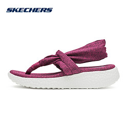 skechers 斯凯奇 38598 夏季夹趾松糕底拖鞋 新品弹力布波西米亚凉鞋