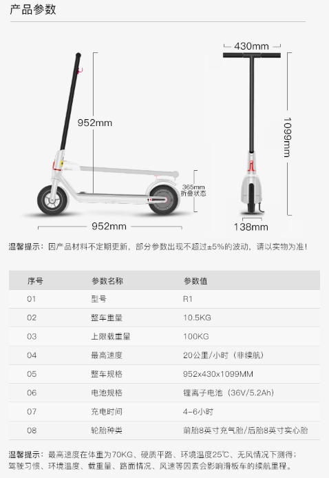 RND M1 10寸 电动滑板车 