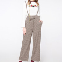 Cache Cache  7107004824 女士宽松蝴蝶结格纹背带裤