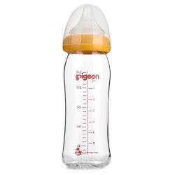 Pigeon 贝亲 pigeon AA71 自然实感 宽口径玻璃奶瓶 240ml M码奶嘴