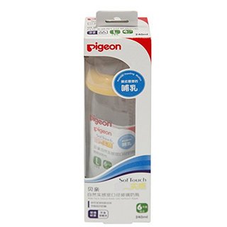 Pigeon 贝亲 经典自然实感系列 AA71 玻璃奶瓶 240ml 黄色 3月+