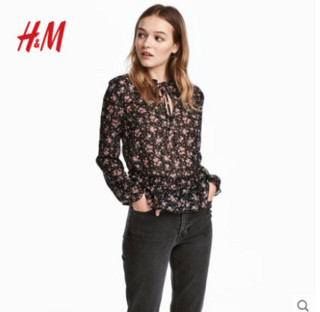 H＆M DIVIDED 0614889 雪纺衬衫女长袖