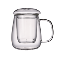 水之铭 玻璃茶杯带把盖杯 500ml