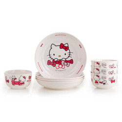 HELLO KITTY凯蒂猫碗盘子套装米饭碗日韩餐具菜盘子卡通西餐盘碗碟套装KT-005