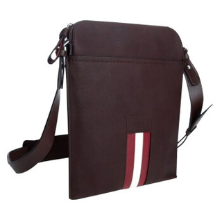 BALLY 巴利 BOSTANN 11 男士牛皮红白条竖版肩背斜挎休闲包